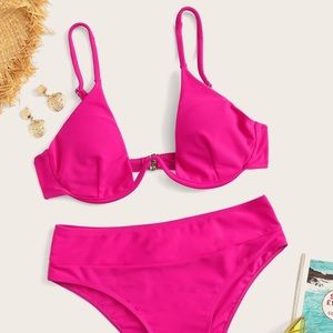 High Waisted Pink Bathing Suit